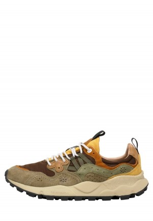 Brown Grey Flower Mountain Yamano 3 Men's Sneakers | HUV5145EV