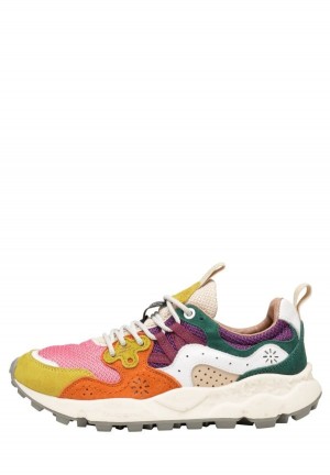 Fuchsia Yellow Flower Mountain Yamano 3 Women's Sneakers | FIK7365WU