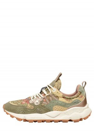 Green Beige Flower Mountain Yamano 3 Women's Sneakers | JDN828FZ