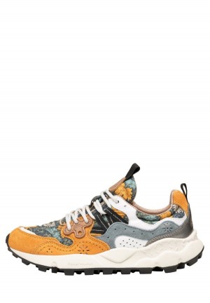 Orange Light Blue Flower Mountain Yamano 3 Women's Sneakers | MPO816TT