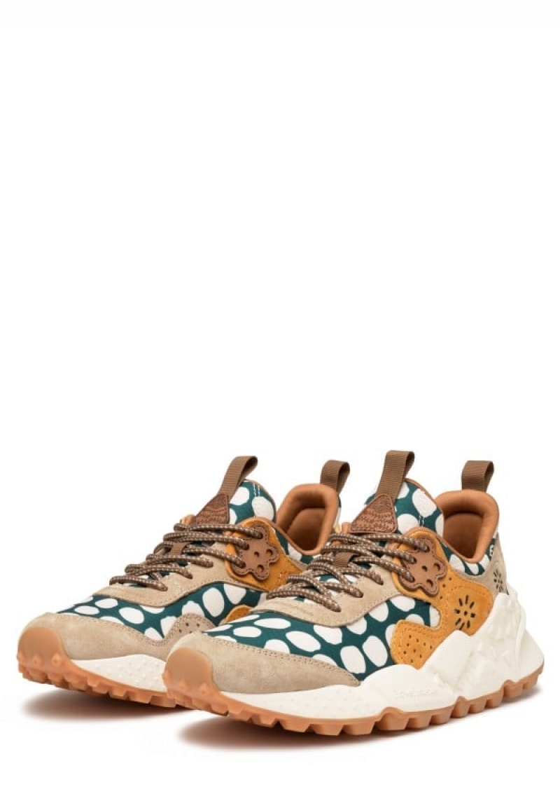 Beige Green Flower Mountain Kotetsu Women's Sneakers | WXK8784HM