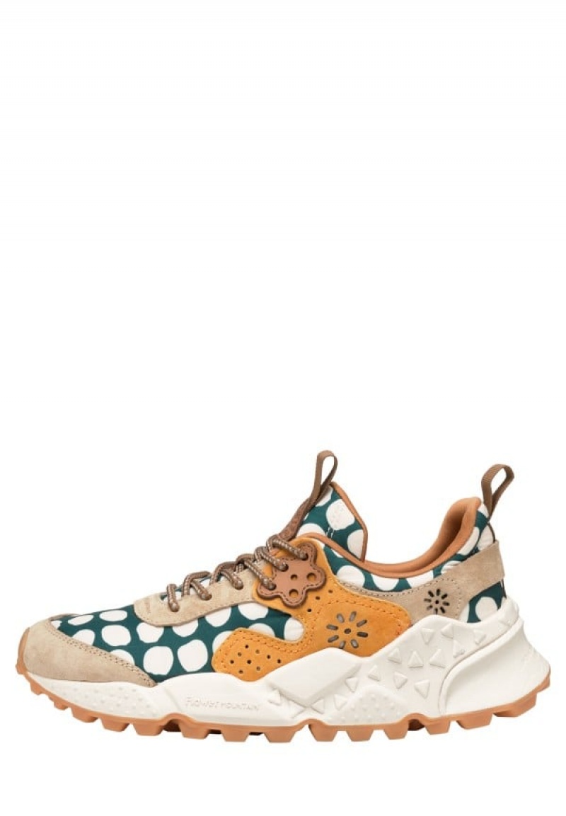 Beige Green Flower Mountain Kotetsu Women\'s Sneakers | WXK8784HM