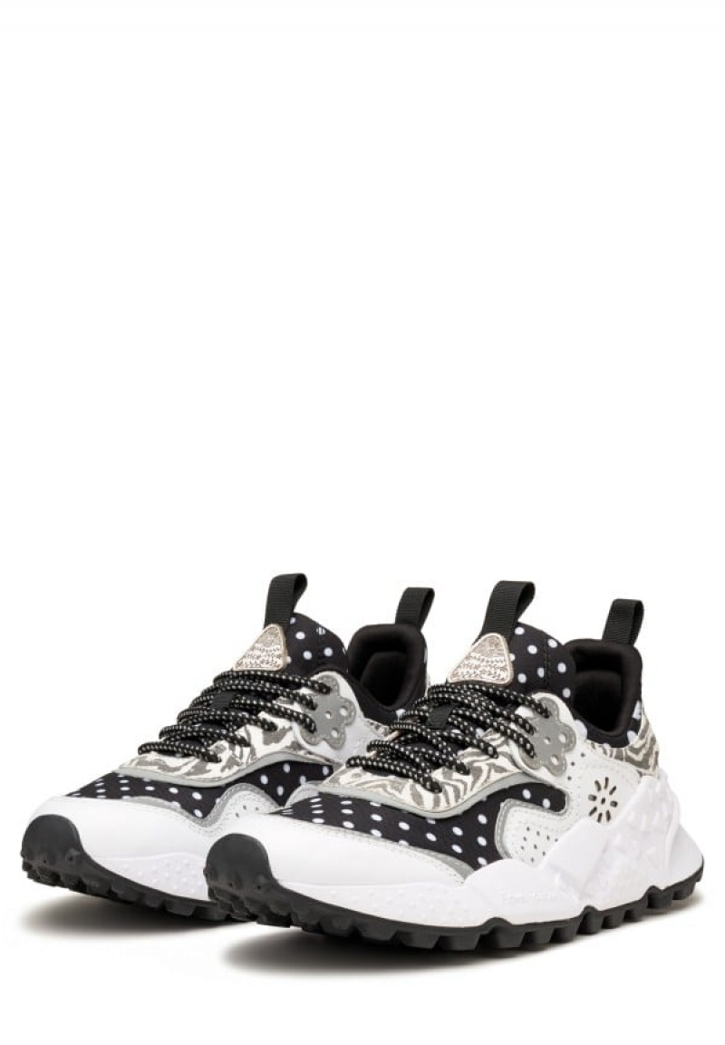 Black White Flower Mountain Kotetsu Women's Sneakers | UGL855BJ