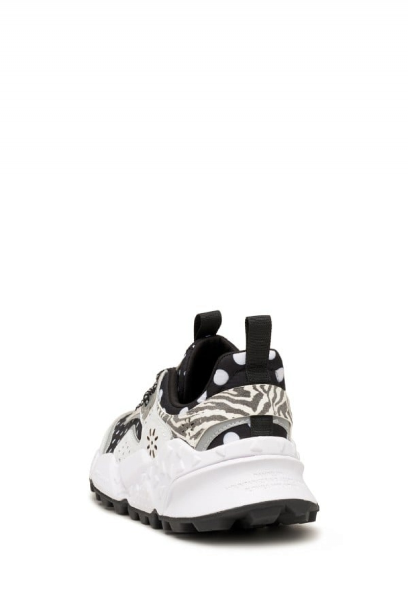 Black White Flower Mountain Kotetsu Women's Sneakers | UGL855BJ