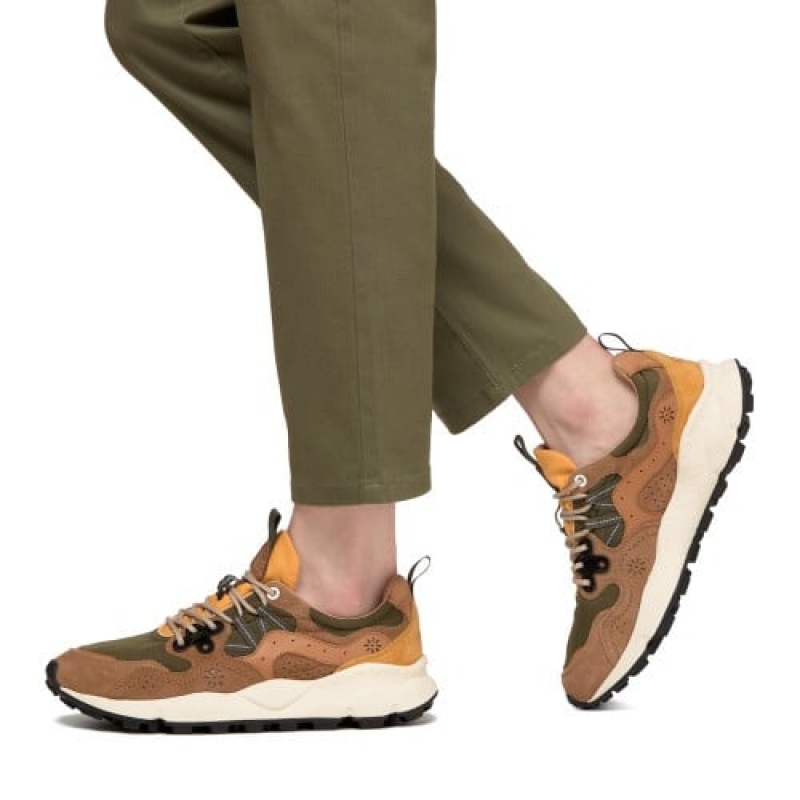 Brown Flower Mountain Yamano 3 Men's Sneakers | YUS427EA