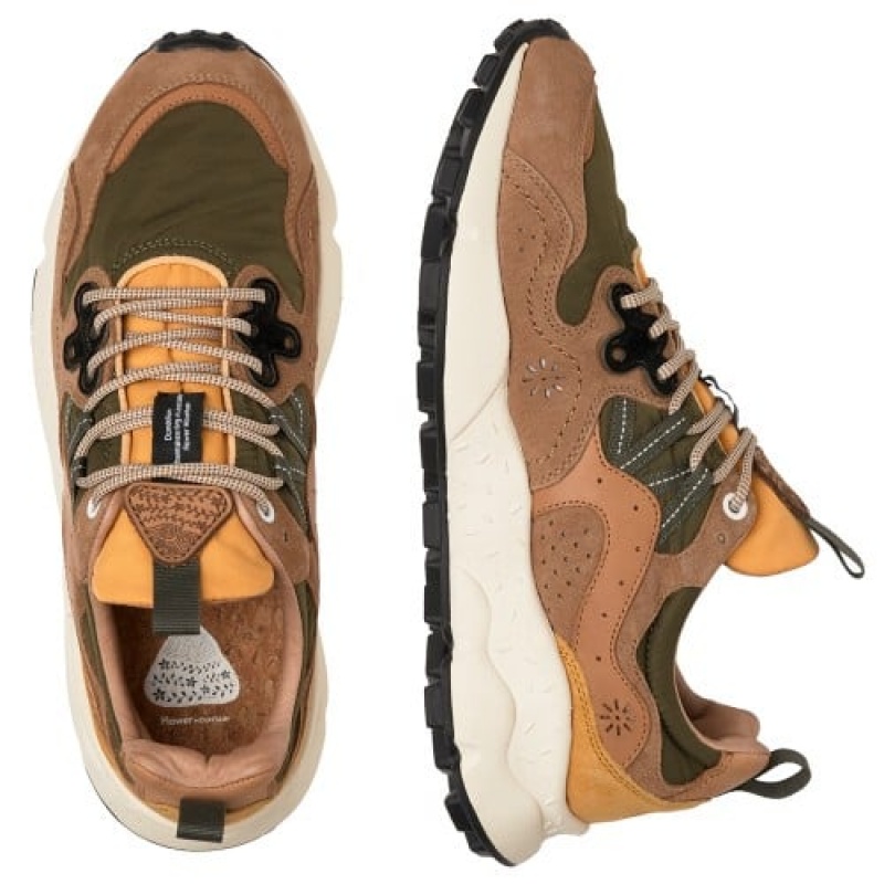 Brown Flower Mountain Yamano 3 Men's Sneakers | YUS427EA