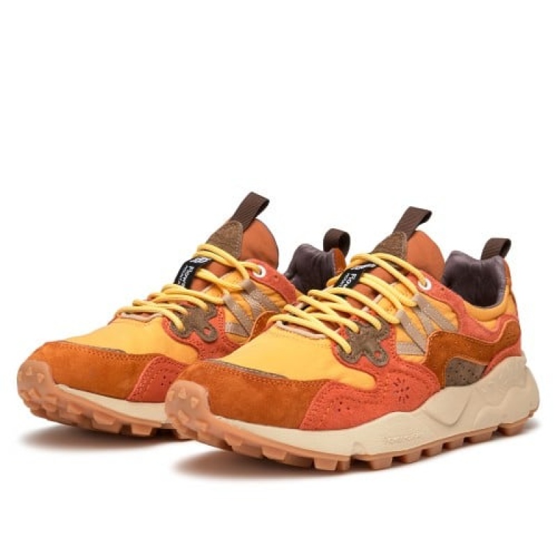 Brown Orange Flower Mountain Yamano 3 Hkdelic Men's Sneakers | ELY1624PM