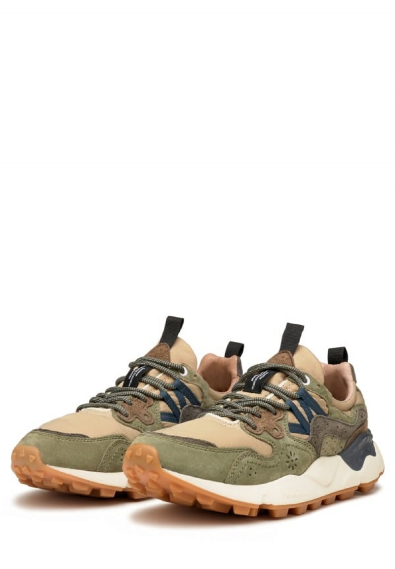 Green Beige Flower Mountain Yamano 3 Men's Sneakers | DVB881CA