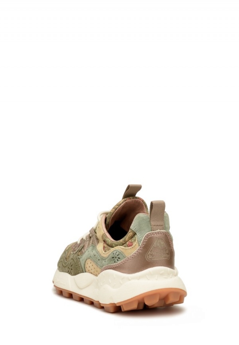 Green Beige Flower Mountain Yamano 3 Women's Sneakers | JDN828FZ