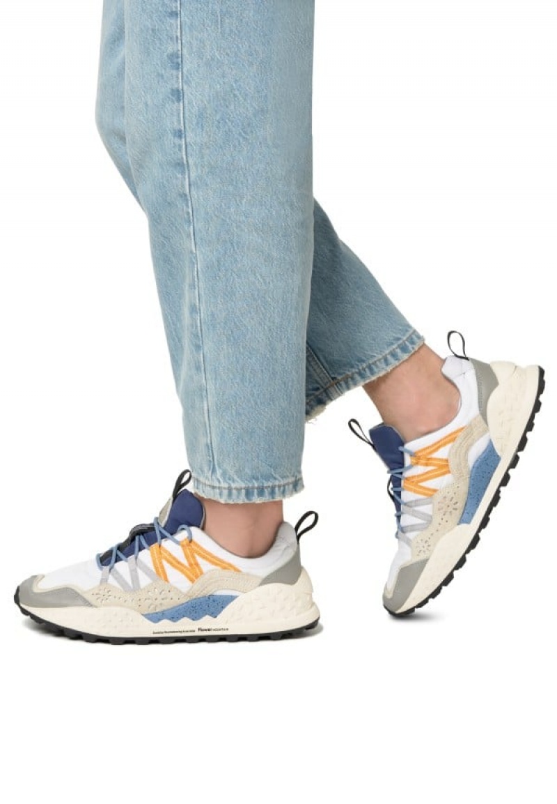 Grey White Flower Mountain Washi Men's Sneakers | LDH5059PO