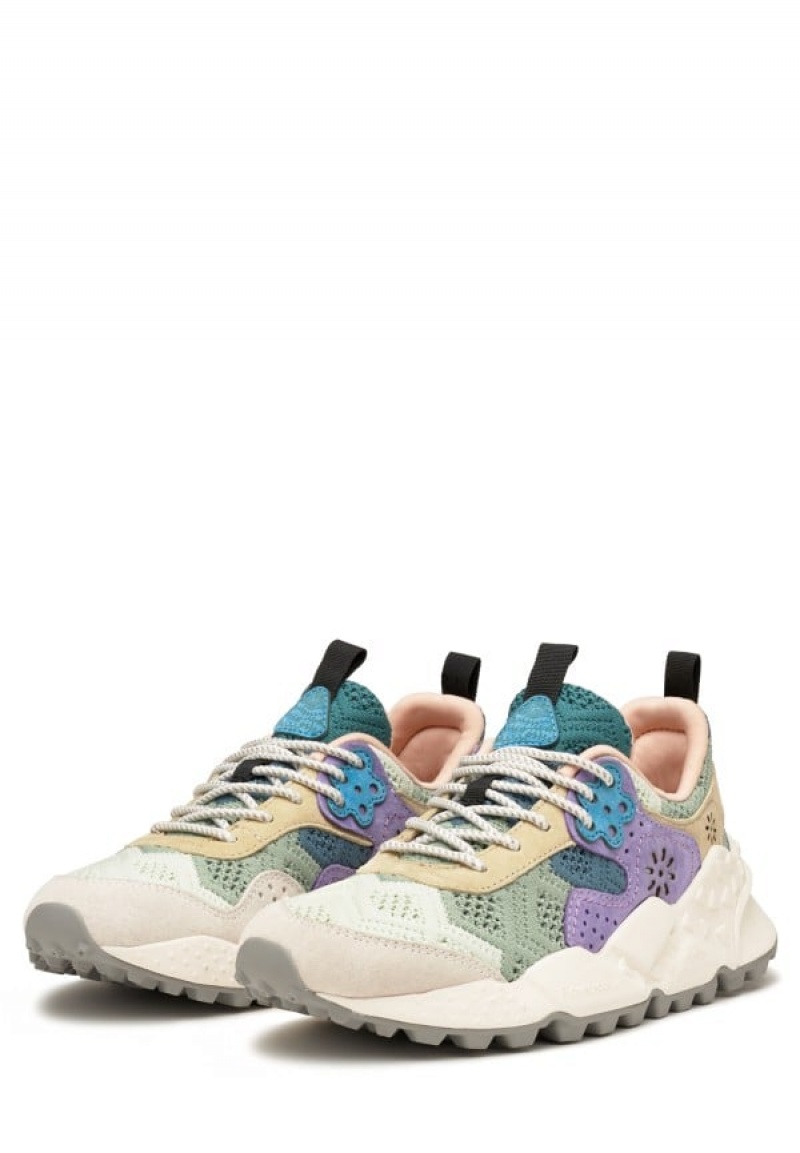 Light Blue Grey Flower Mountain Kotetsu Women's Sneakers | DQG4084MQ