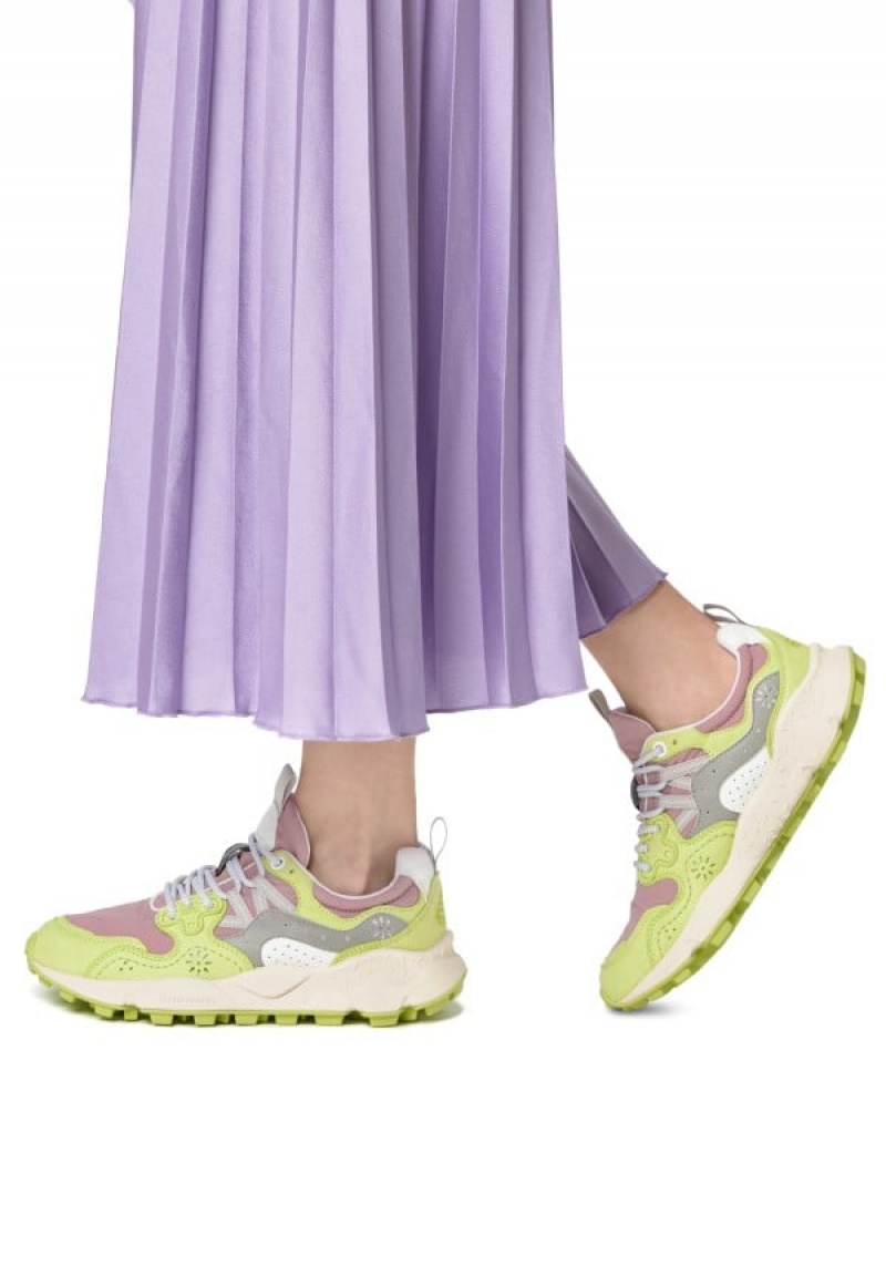 Light Green Purple Flower Mountain Yamano 3 Women's Sneakers | UPY8325TI