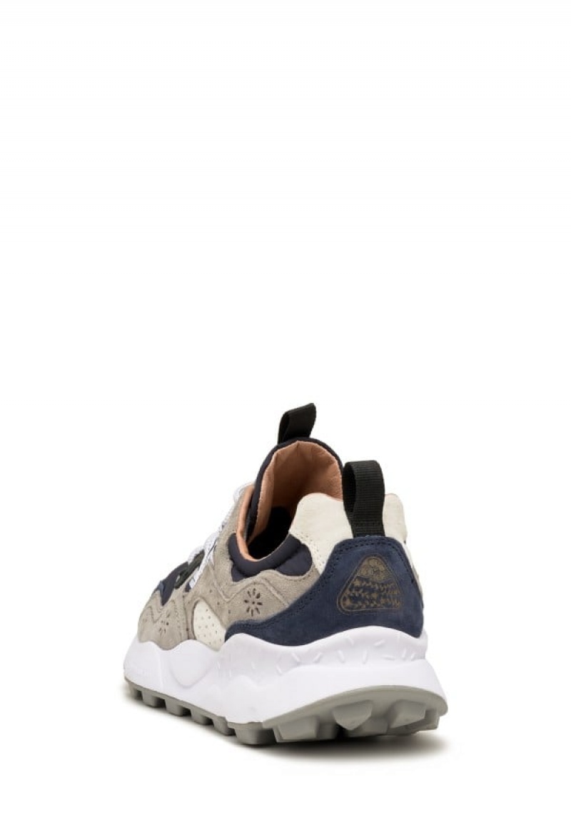 Navy Blue Grey Flower Mountain Yamano 3 Men's Sneakers | COK8360ZP