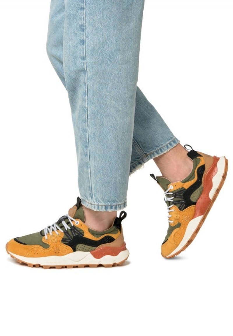 Orange Green Flower Mountain Yamano 3 Men's Sneakers | LGR3513JS