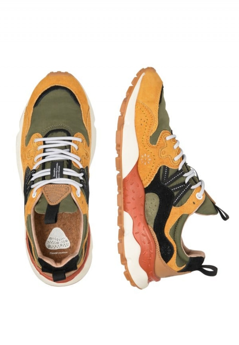 Orange Green Flower Mountain Yamano 3 Men's Sneakers | LGR3513JS