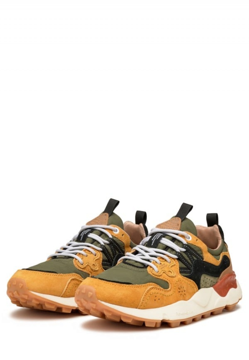 Orange Green Flower Mountain Yamano 3 Men's Sneakers | LGR3513JS