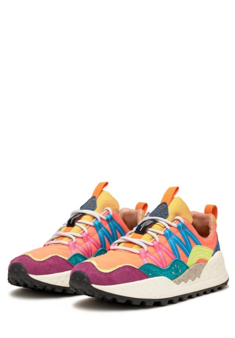 Orange Purple Flower Mountain Washi Women's Sneakers | IJZ2981IR