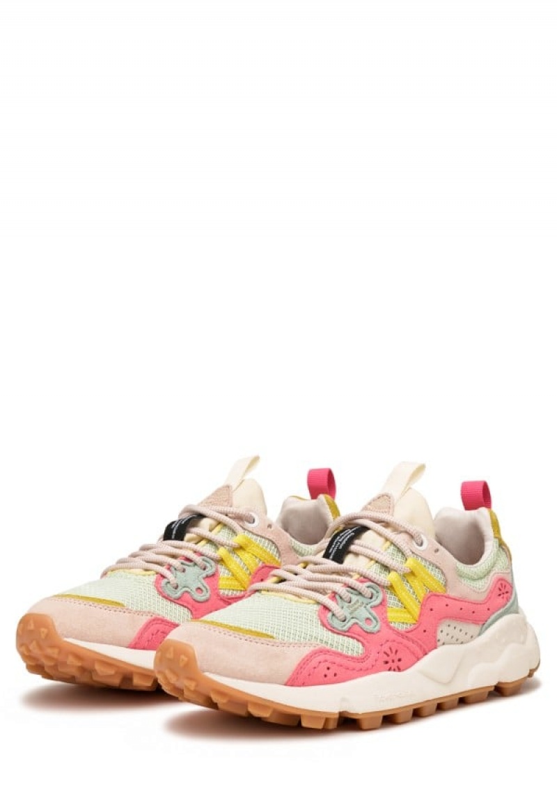 Pink Turquoise Flower Mountain Yamano 3 Women's Sneakers | UTT7686BH