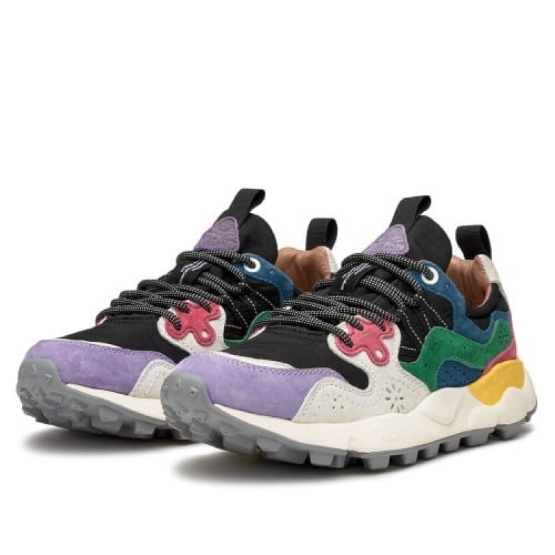 Purple Black White Flower Mountain Yamano 3 Women's Sneakers | JIA4636HJ