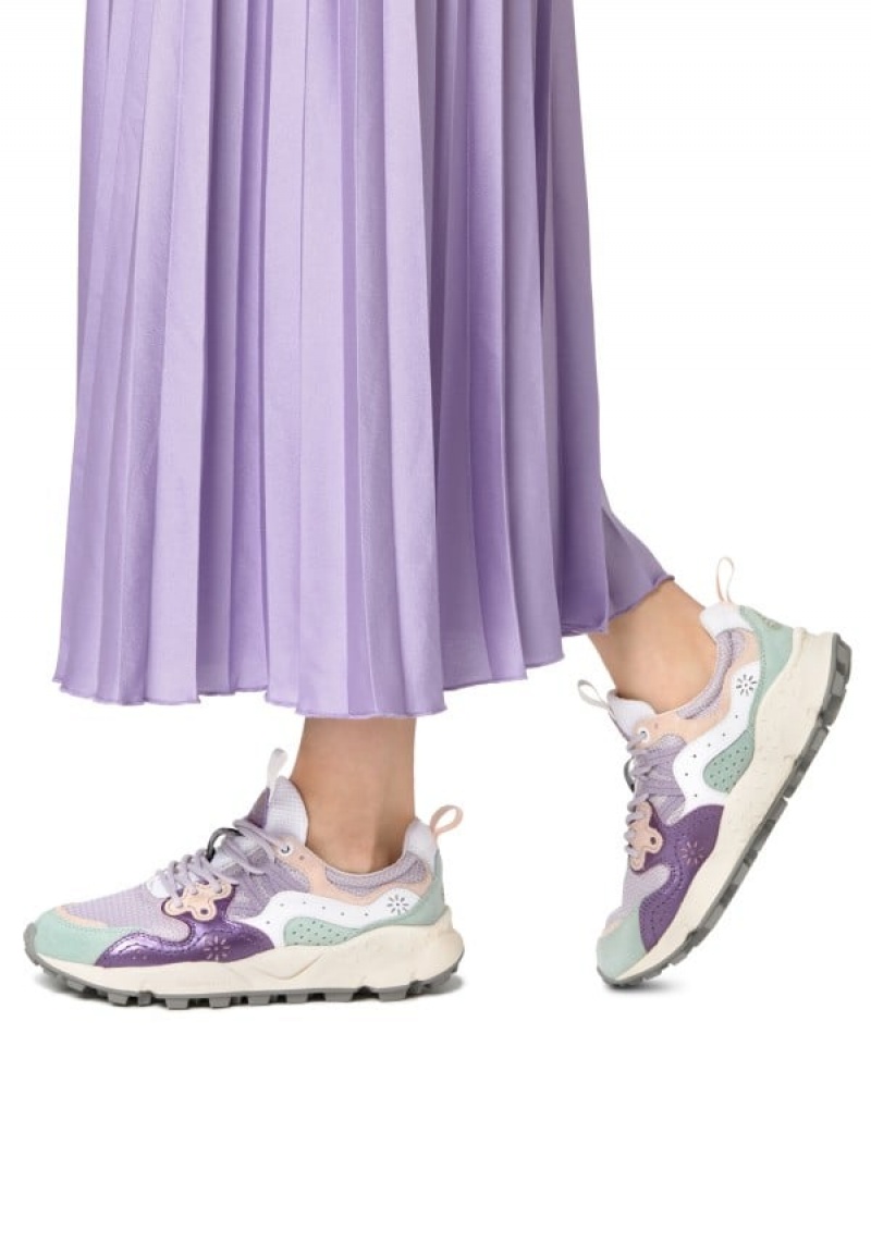 Purple Turquoise Flower Mountain Yamano 3 Women's Sneakers | VNV3335RR