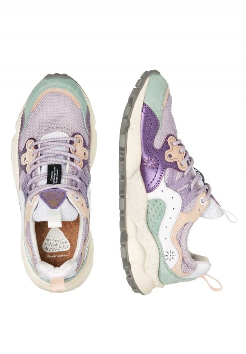 Purple Turquoise Flower Mountain Yamano 3 Women's Sneakers | VNV3335RR