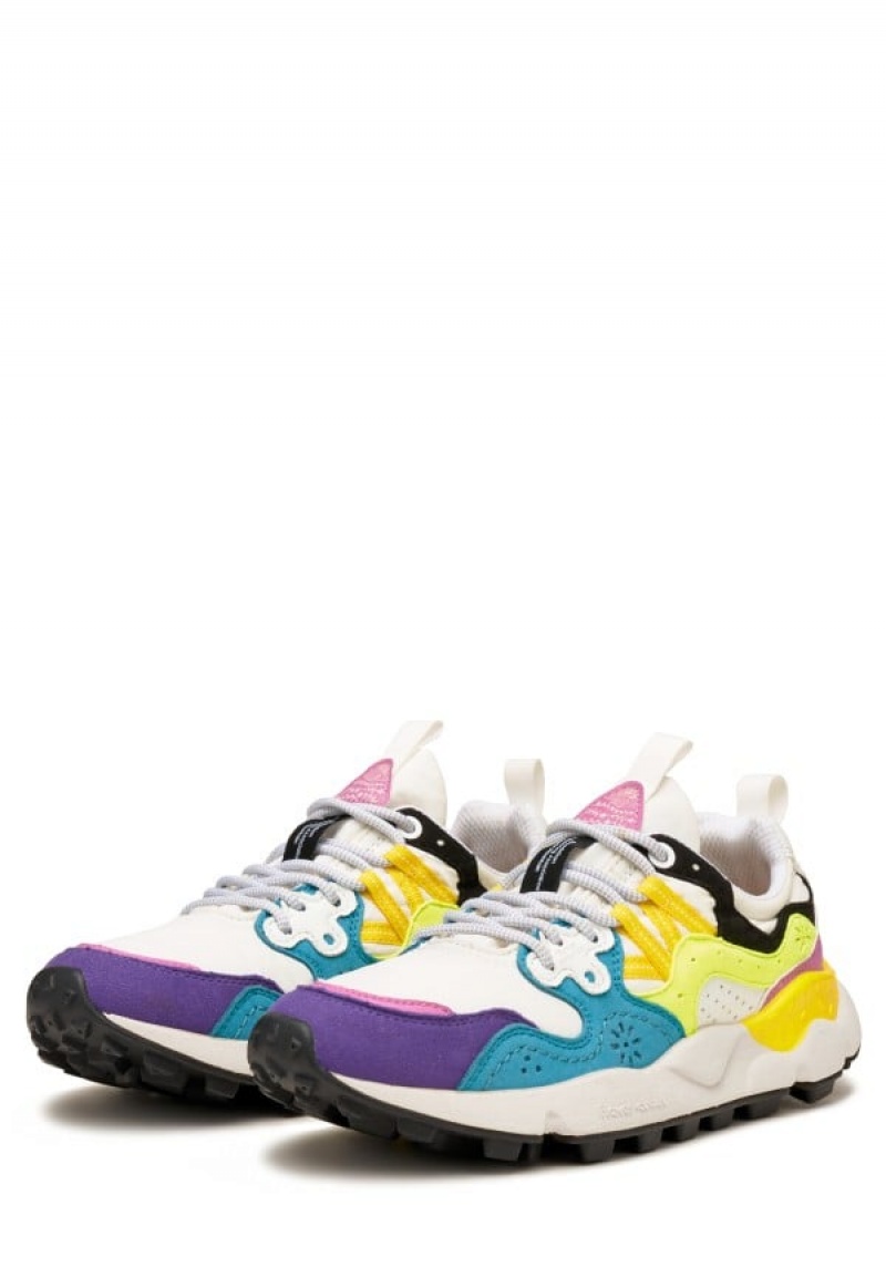 White Blue Yellow Flower Mountain Yamano 3 Uni Men's Sneakers | EOX8754OS