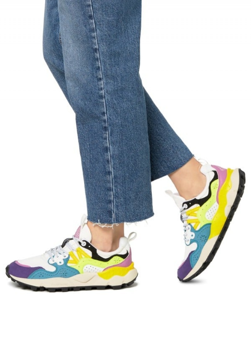 White Blue Yellow Flower Mountain Yamano 3 Uni Women's Sneakers | NGK6998JV